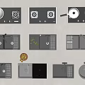 Modern Kitchen Appliances Collection With Stove Sink And Cookware Designs