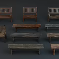 Various Wooden Benches With Different Designs And Natural Wood Finishes