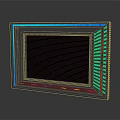 Computer Monitor With Retro Futuristic Design Blue Display And Colorful LED Trim