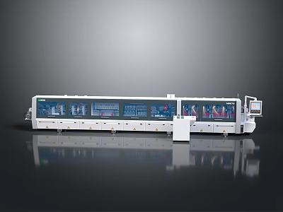Automatic Industrial Precision Production Line Equipment with Transparent Windows and Control Panel for Manufacturing Processing 3d model