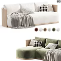 Modern Sectional Sofa With Wooden Frame Plaid Pillows Throw Blanket And Color Options