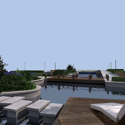 Modern Garden Square Central Square Outdoor Scene Plant Flowers Fountain Square Scene 3d model