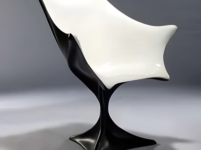 Modern Single Chair With White Seat Black Base And Unique Elegant Design 3d model