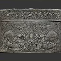 Silver Decorative Storage Box With Intricate Dragon Carvings And Elegant Design