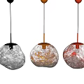 Modern Pendant Lights With Black Orange Red Textured Glass Shades For Interior Design