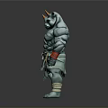 Muscular Rhino Character With Green Skin Horns Red Wristbands And Wrapped Legs