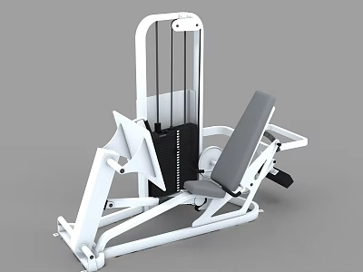 Commercial Leg Press Sports Equipment with White Frame Gray Seat and Adjustable Backrest 3d model