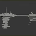 Futuristic SciFi Spaceship Model With Detailed Structure Antenna And Weapon Systems
