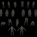 Humanoid Character 3D Models Showcasing Various Poses and Design Elements