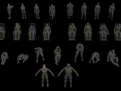 Humanoid Character 3D Models Showcasing Various Poses and Design Elements 3d model