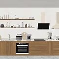 Modern Kitchen With Wooden Cabinets Countertop Open Shelves And Appliances