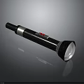 Portable Black Flashlight With Silver Ring Red Button And White Lamp Head