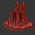 Intricate Ancient Architecture Model Featuring Multiple Towers And Domes On Detailed Pedestal With Decorative Columns