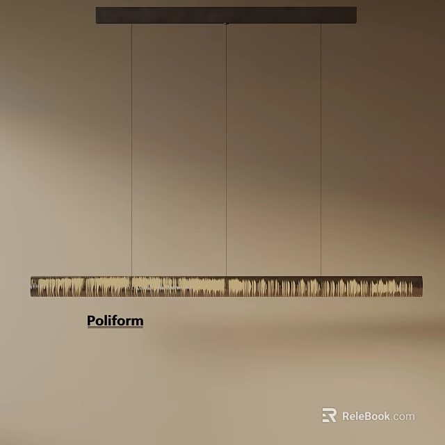 Modern Poliform Linear Chandelier With Warm Light Effect In Minimalist Interior 3d model