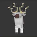 Pixelated Game Character Reindeer With Golden Antlers White Body And Red Nose
