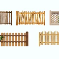 Wooden Garden Fences in Various Styles with Decorative Plants and Patterns