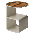 Modern Accent Table With White Frame Wooden Top And Open Shelf Design