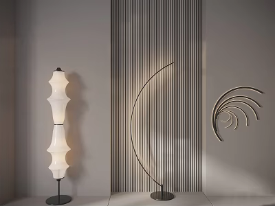 Modern Lighting Combination With Floor Lamp Curved Design And Spiral Accent 3d model