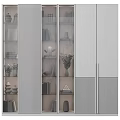 Elegant Modern Luxury Cabinet With Black Frame Glass Doors And Decorative Items