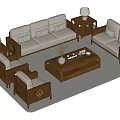 Elegant Wooden Sofa and Coffee Table Set with Side Tables Table Lamps and Cushions