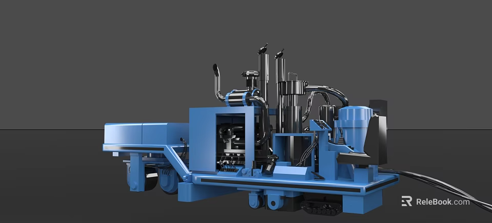 Heavy Duty Blue Industrial Equipment With Tracked Chassis And Mechanical Parts 3d model 