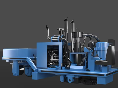 Heavy Duty Blue Industrial Equipment With Tracked Chassis And Mechanical Parts 3d model