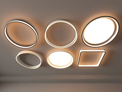 Modern Ceiling Lights With Circular Oval Square Shapes And Illuminated Design 3d model