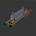 Multi tube Weapon System Featuring Yellow Cylindrical Structure And Blue Metal Parts