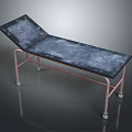 Medical Bed With Metal Frame Wheels Adjustable Backrest And Dark Mattress