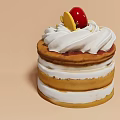Layered Stacked Pancakes Topped with Whipped Cream Cherry and Lemon Slice