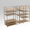 Two Piece Wooden Decorative Cabinet With Open Shelves And Minimalist Design