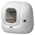 White Enclosed Cat Litter Box With Dome Shape Round Entrance And Interior Litter