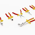 Assorted Hardware Tools Set With Red Yellow Handles Including Pliers And Wrench 3d model