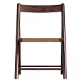 Folding Dining Chair With Metal Frame And Woven Seat Design For Home Dining Room Use
