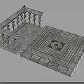 Stone Balcony Floor Design With Geometric Pattern And Balustrade Spherical Finials