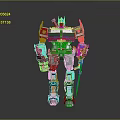 Sci Fi Robot Character With Detailed Red Blue Mechanical Structure And Truck Head