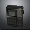 Classic Black Vintage Radio Cassette Recorder With Control Knobs And Speaker Grille 3d model