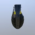 Hand Grenade With Metal Body Yellow Markings And Safety Pin Design