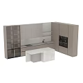Elegant Modern Kitchen Interior With Wooden Cabinets And Marble Island Countertop Design
