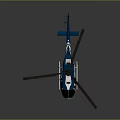 Blue And White Mars Exploration Helicopter 3D Model With Rotors And Fuselage