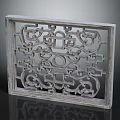 Traditional Chinese Wooden Carved Window Lattice With Intricate Floral And Geometric Patterns