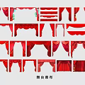 Red Stage Curtain Hanging Decor With Various Styles And Designs For Stages 3d model