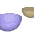Two Purple And Golden Round Glass Coffee Tables With Textured Surface Design
