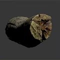 Natural Wooden Log Featuring Rough Surface And Rich Natural Texture On Gray Backdrop