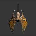 Vibrant Striped Lionfish With Fan Like Fins On Dark Background And Reflection