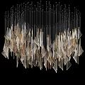 Modern Chandelier With Geometric Glass Pendants And Metal Frame Design
