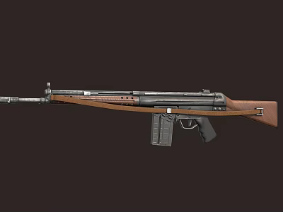 Vintage Rifle With Wooden Stock Metal Barrel And Magazine Classic Firearm Design 3d model