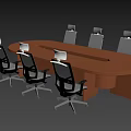 Modern Oval Conference Table With White Ergonomic Office Chairs For Meeting Room