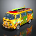 minibus minivan driverless bus school bus van box car 3d model