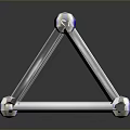 Geometric Triangular Pyramid Frame with Metal Rods and White Spherical Nodes Featuring Blue Accents